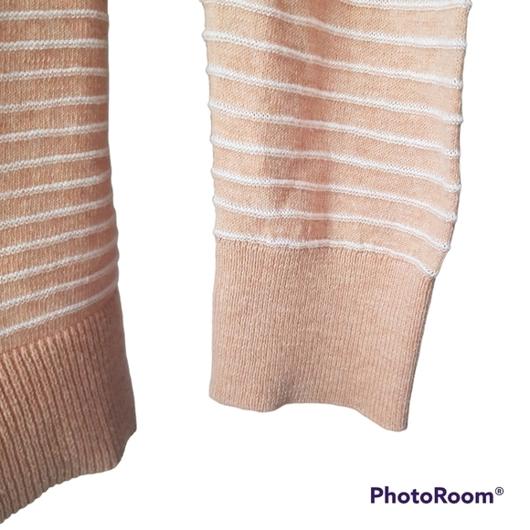 Peyton Primrose lightweight open front striped cotton cardigan with pockets. - Picture 4 of 10